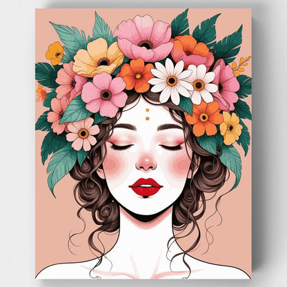 Watercolor Floral Crown Beauty - Paint by Numbers Kit
