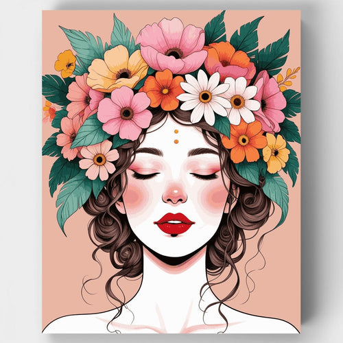 Watercolor Floral Crown Beauty - Paint by Numbers Kit
