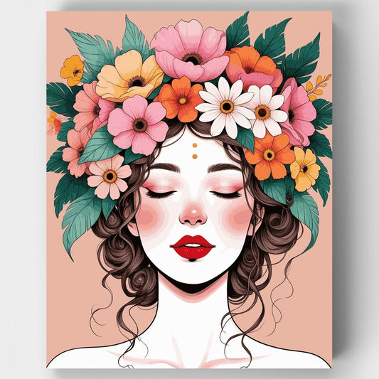 Watercolor Floral Crown Beauty - Paint by Numbers Kit