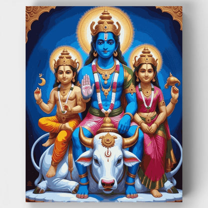 Lord Vishnu with Family - Paint by Numbers Kit