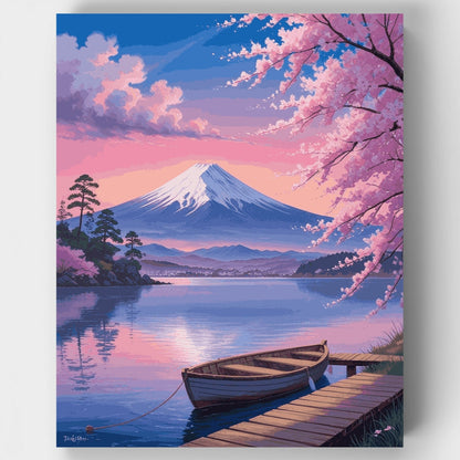 Cherry Blossoms at Mount Fuji - Paint by Numbers Kit