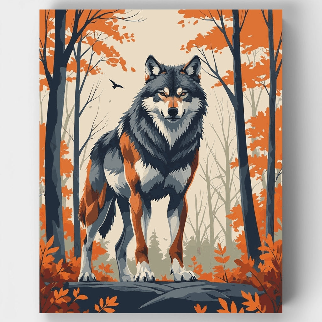 Majestic Wolf in Autumn Forest - Paint by Numbers Kit