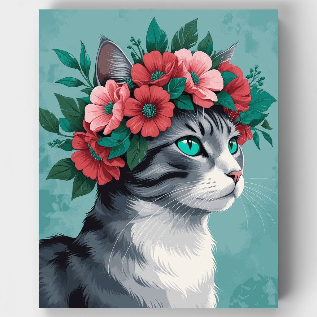Cat with Floral Crown - Paint by Numbers Kit
