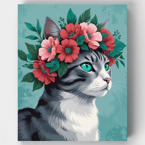 Cat with Floral Crown - Paint by Numbers Kit