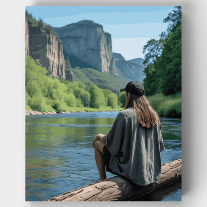 Peaceful River Valley Contemplation - Paint by Numbers Kit