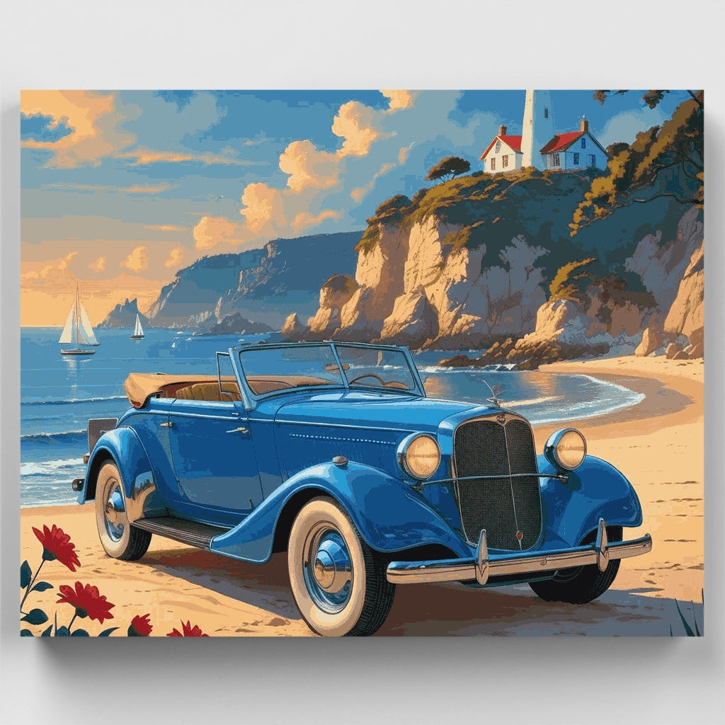 Kit de pintura por números - Coche clásico costero — Estándar
