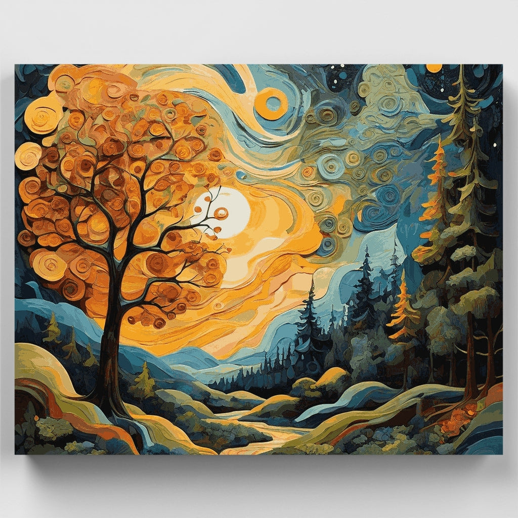 Noche de otoño caprichosa - Kit de pintura por números — Estándar