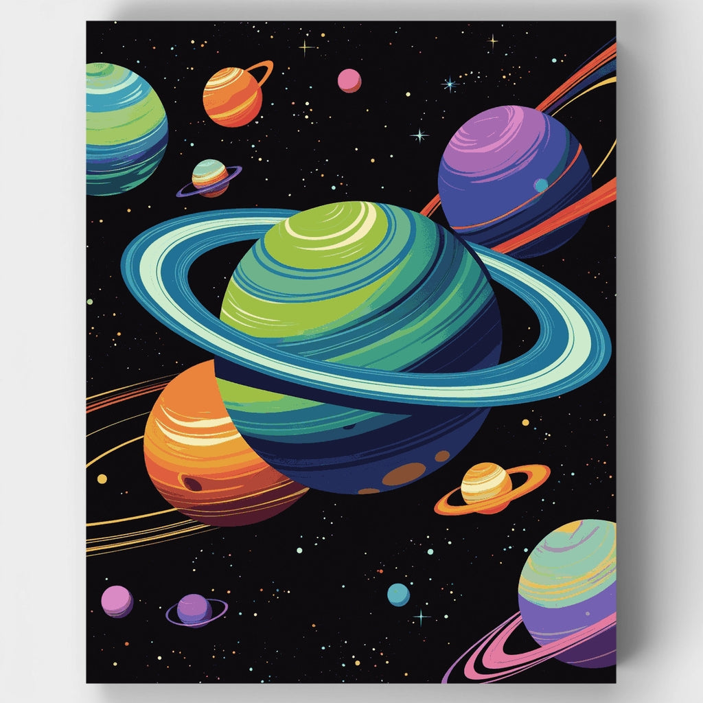 Planetas coloridos - Kit de pintura por números — Estándar