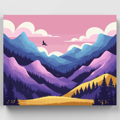 Dreamy Mountain Valley at Sunset - Paint by Numbers Kit