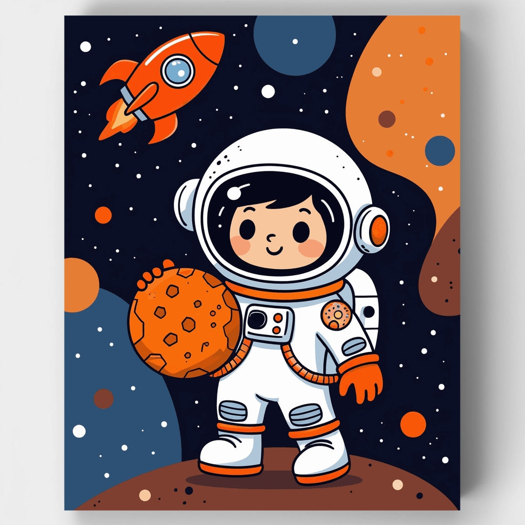 Cute Astronaut in Space - Paint by Numbers Kit