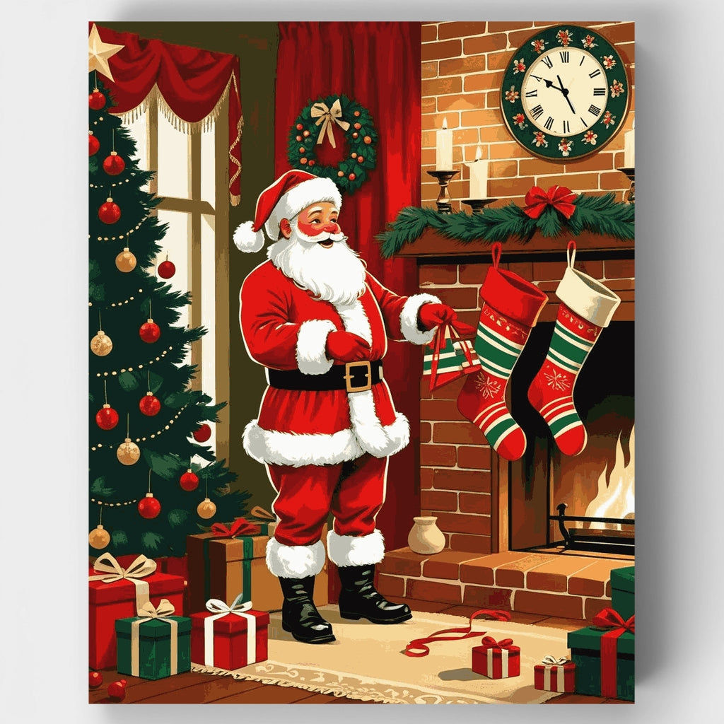Santa Claus junto a la chimenea - Kit de pintura por números — Estándar