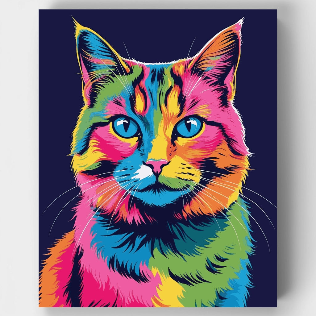 Retrato de gato estilo arte pop colorido - Kit de pintura por números — Estándar