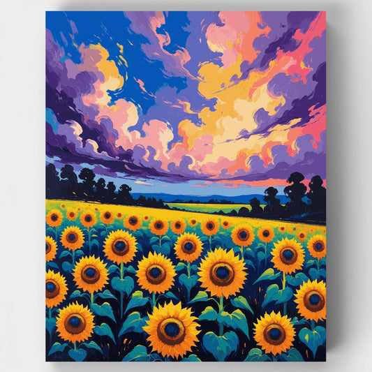 Sunflower Field Sunset - Paint by Numbers Kit