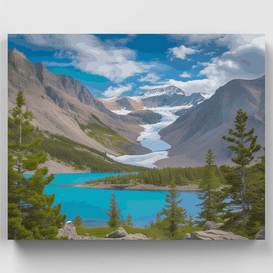 Glacial Lake Mountain Vista - Paint by Numbers Kit