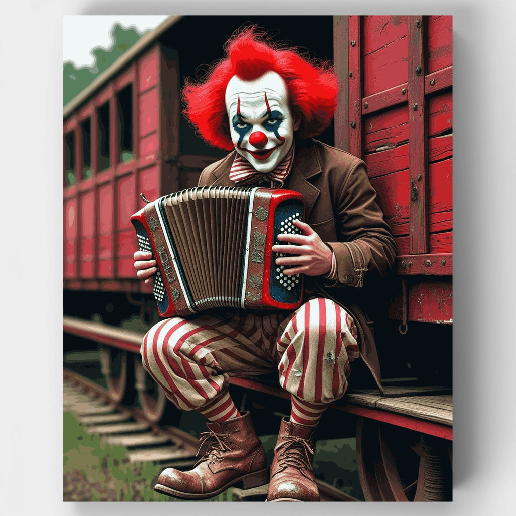Payaso siniestro con acordeón - Kit de pintura por números — Estándar