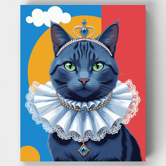 Royal Cat with Crown - Paint by Numbers Kit