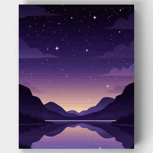 Starry Night Mountain Lake - Paint by Numbers Kit