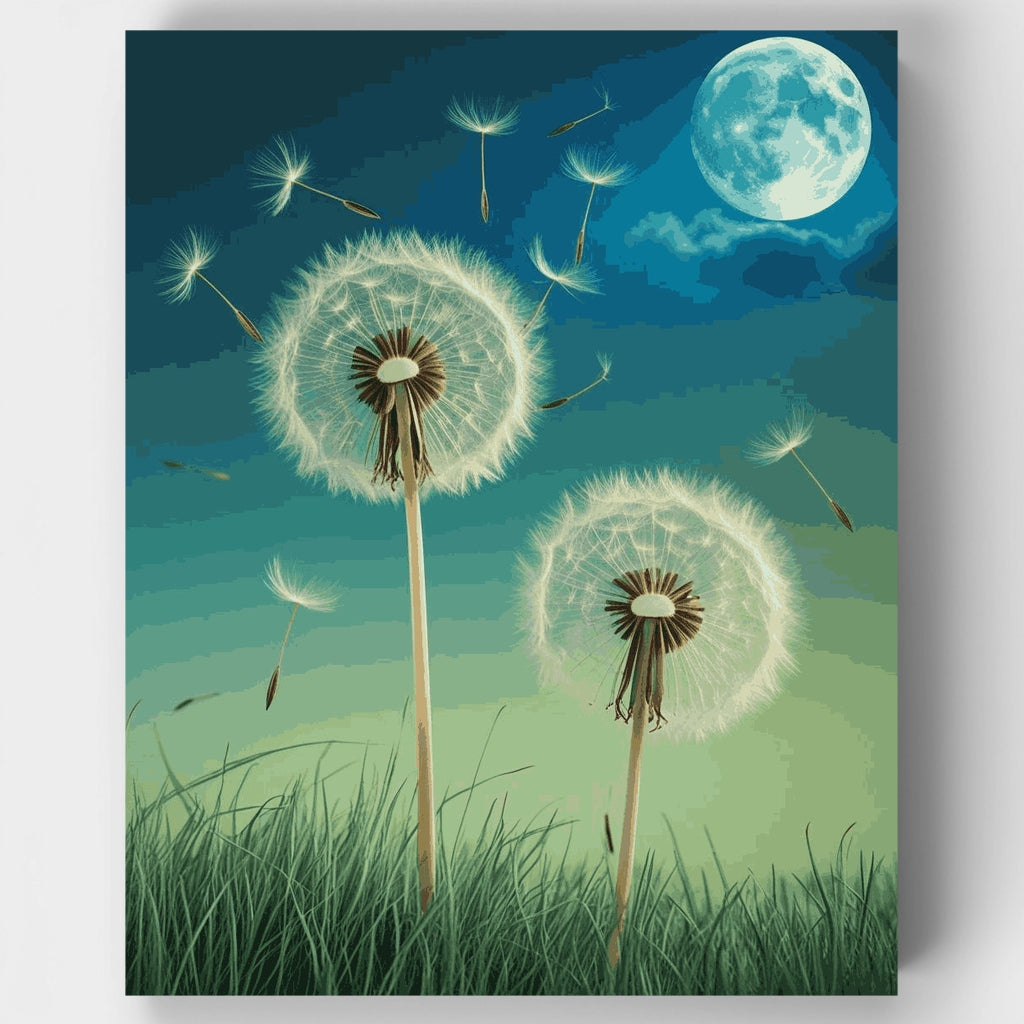 Dientes de león a la luz de la luna - Kit de pintura por números — Estándar