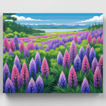 Lupine Field Landscape - Paint by Numbers Kit