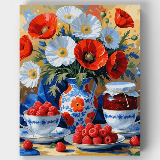 Red Poppies and Raspberries - Paint by Numbers Kit