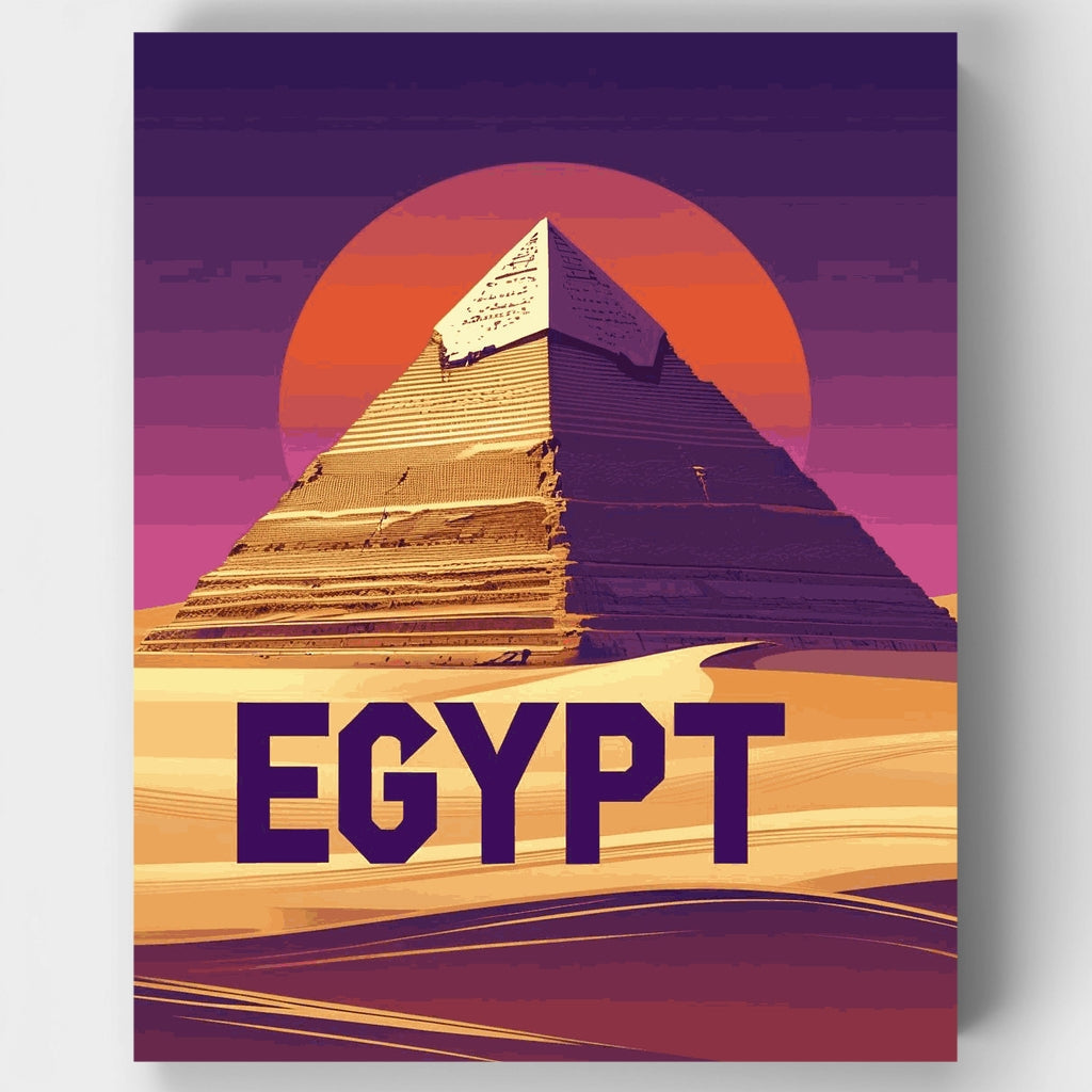 Kit de pintura por números: Atardecer en una pirámide del antiguo Egipto — Estándar