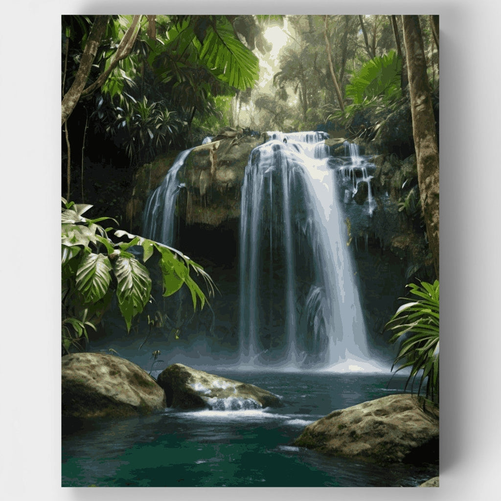 Kit de pintura por números - Cascada del paraíso tropical — Estándar