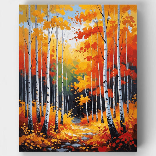 Autumn Birch Forest Trail - Paint by Numbers Kit
