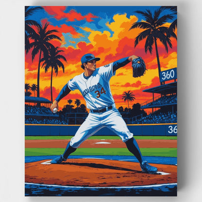 Baseball Pitcher at Sunset - Paint by Numbers Kit