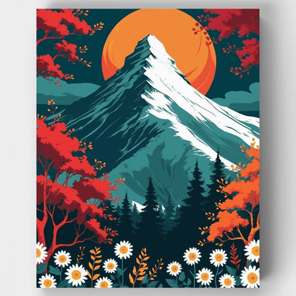 Japanese Mountain Sunset - Paint by Numbers Kit