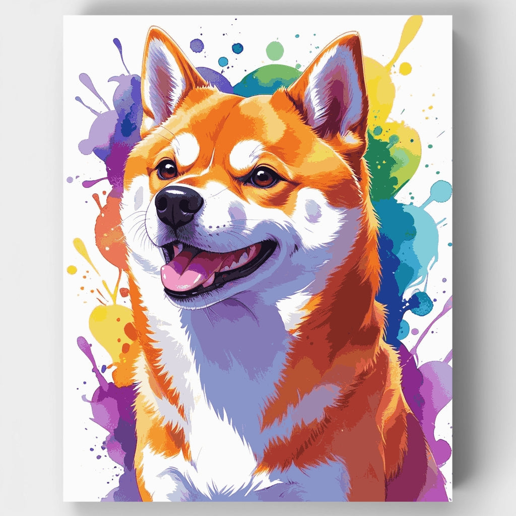 Vibrant Shiba Inu Watercolor Portrait - Paint by Numbers Kit