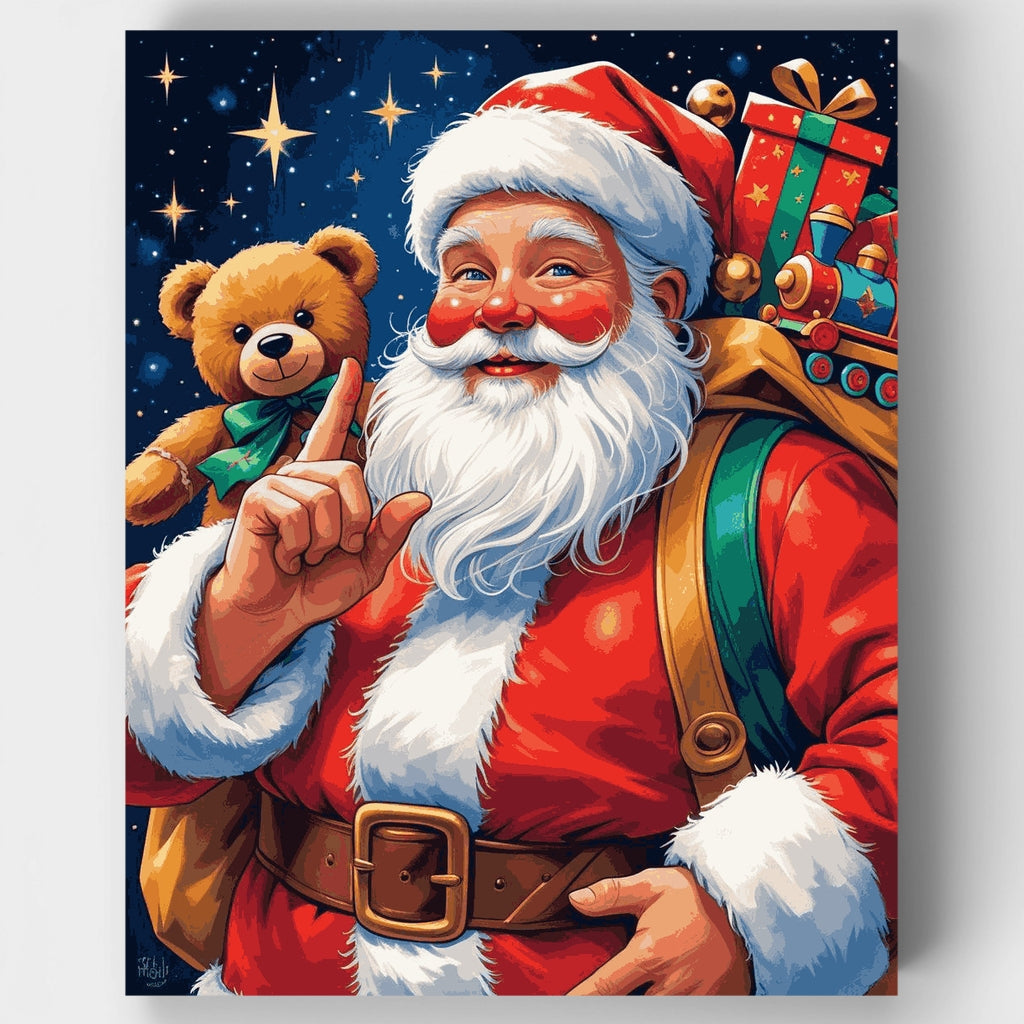 Santa with Teddy Bear - Paint by Numbers Kit