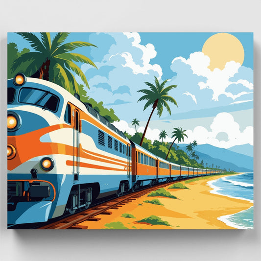 Tropical Coastal Train Journey - Paint by Numbers Kit