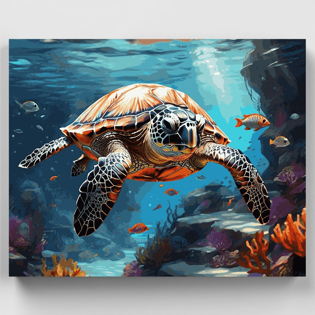 Aventura de tortugas bajo el mar - Kit de pintura por números — Estándar
