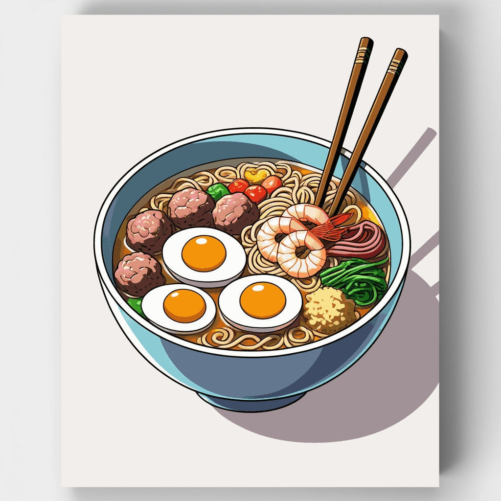 Tazón de ramen abundante - Kit de pintura por números — Estándar