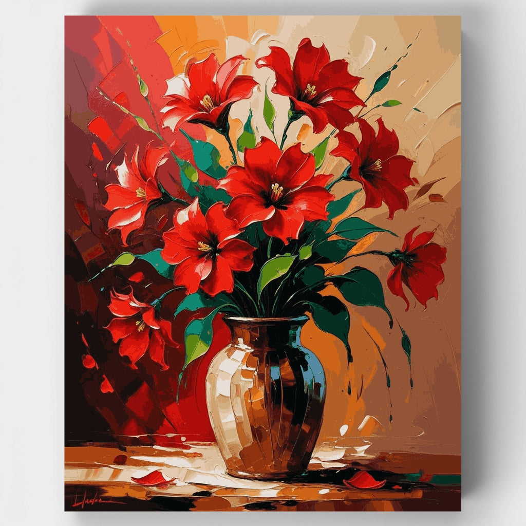 Lirios rojos en jarrón - Kit de pintura por números — Estándar