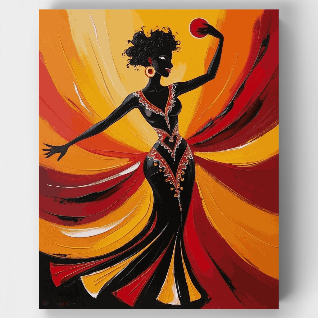 Dancing African Woman in Vibrant Colors - Paint by Numbers Kit