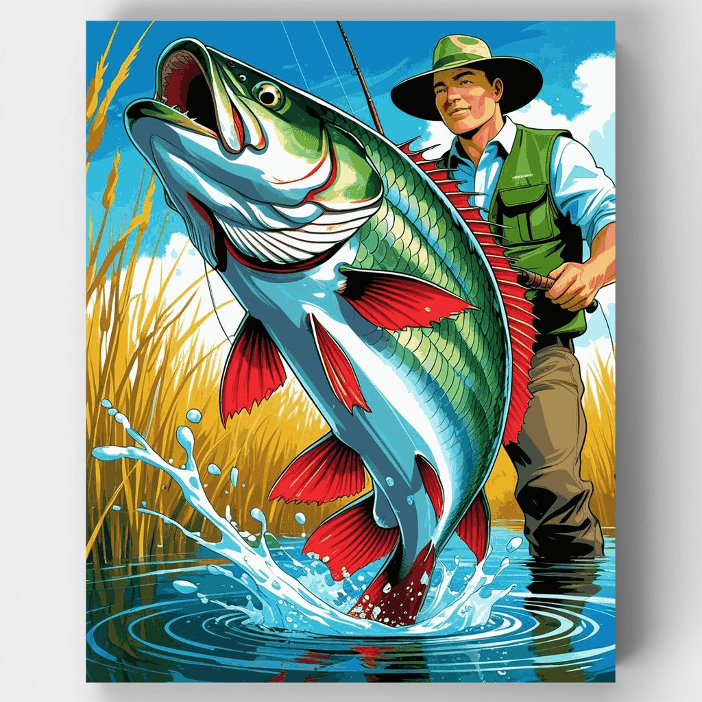 Aventura de pesca de lubina - Kit de pintura por números — Estándar