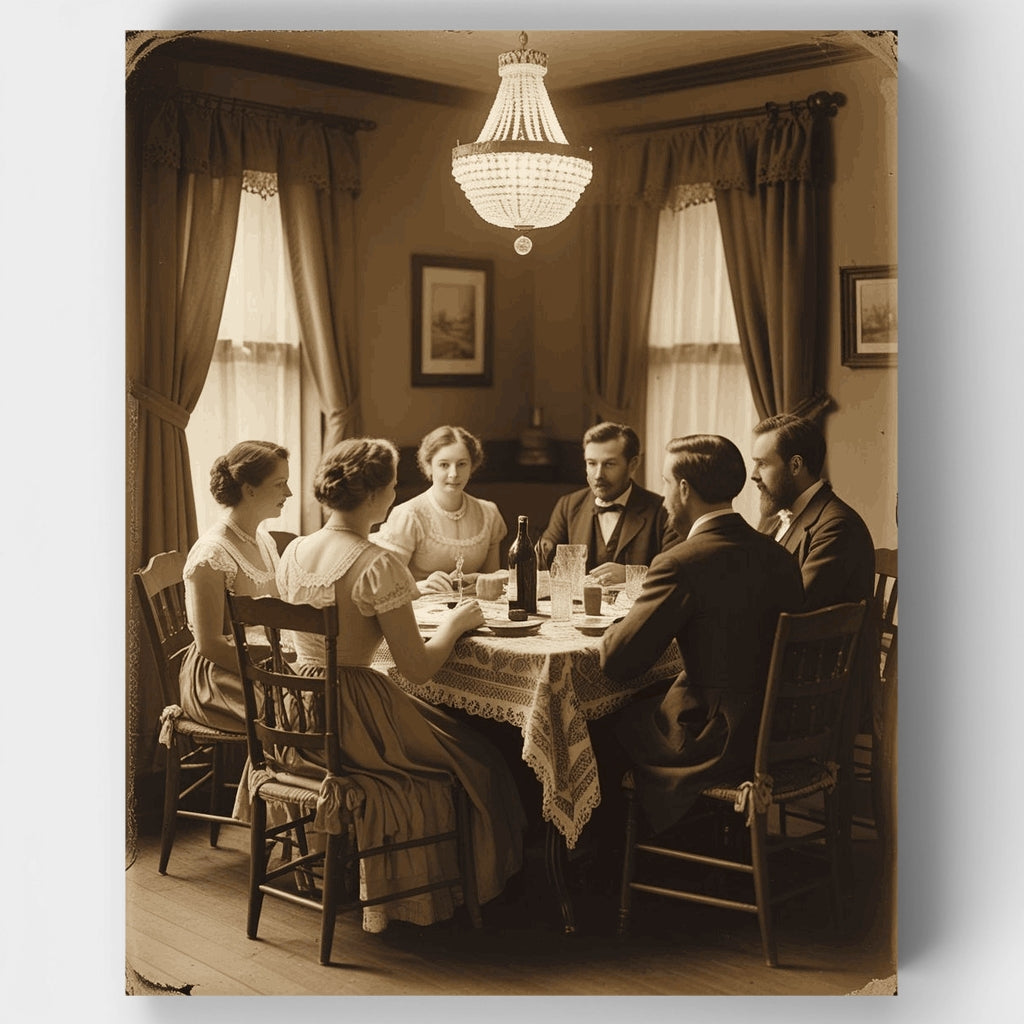 Victorian Family Dinner Gathering - Paint by Numbers Kit