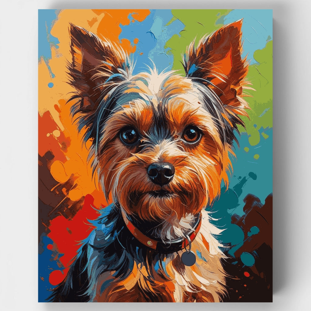 Retrato colorido de Yorkshire Terrier - Kit de pintura por números — Estándar