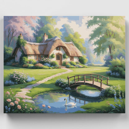 Thatched Cottage Garden Paradise - Paint by Numbers Kit