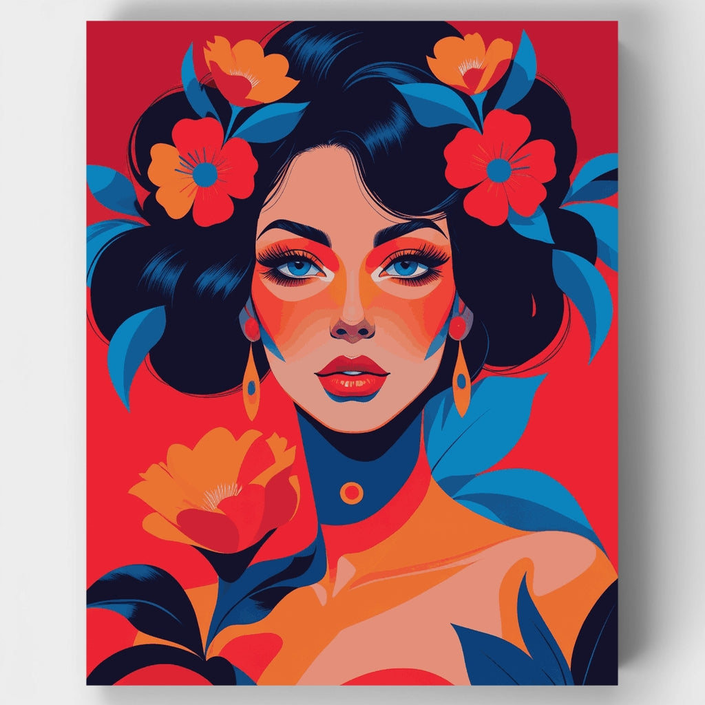 Vibrant Floral Portrait - Paint by Numbers Kit