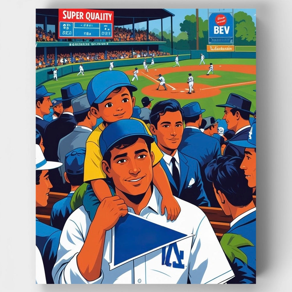 Padre e hijo en un partido de béisbol - Kit de pintura por números — Estándar