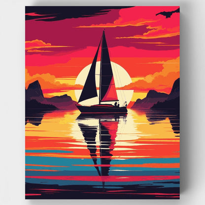 Tranquil Sailboat Sunset - Paint by Numbers Kit