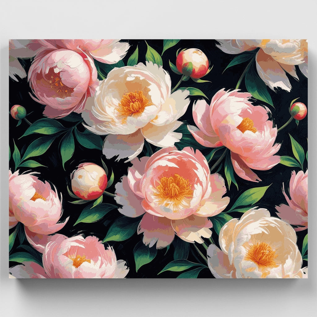 Kit de pintura por números: patrón floral de peonías elegantes — Estándar
