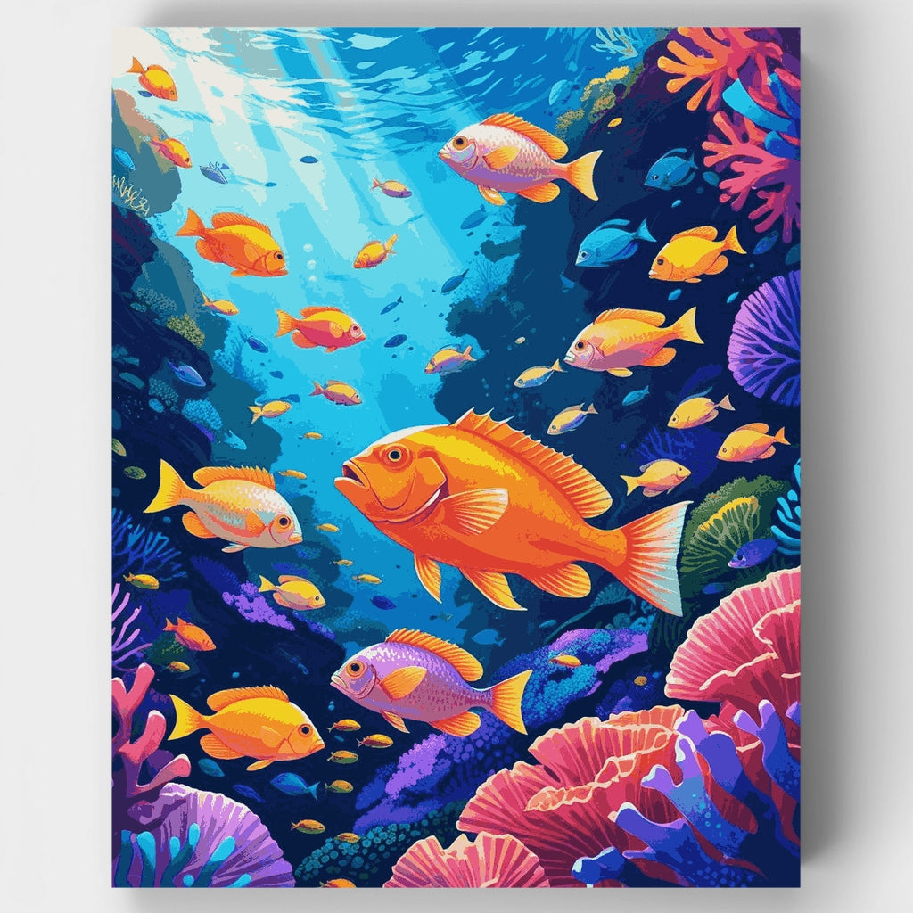 Vibrant Coral Reef Fish Paradise - Paint by Numbers Kit