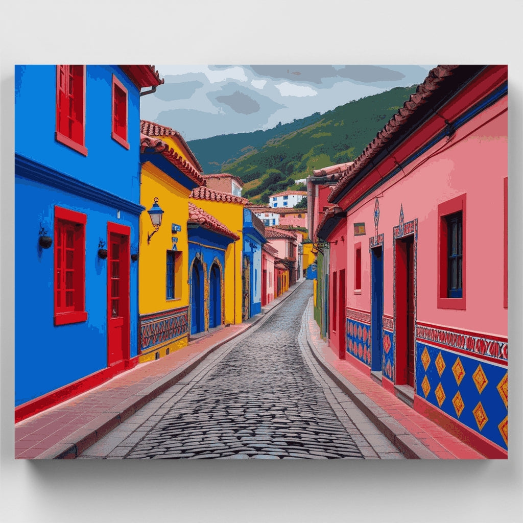 Vibrante pueblo colonial colombiano - Kit de pintura por números — Estándar