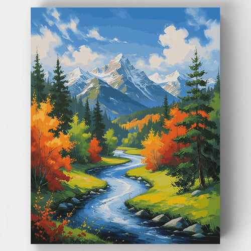 Autumn Mountain River Valley - Paint by Numbers Kit