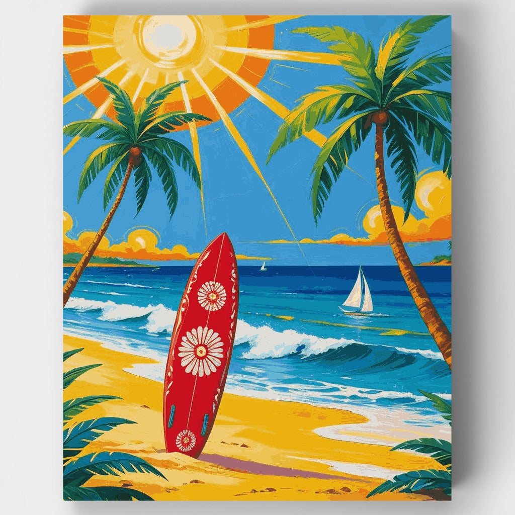 Kit de pintura por números - Tabla de surf Paraíso tropical — Estándar