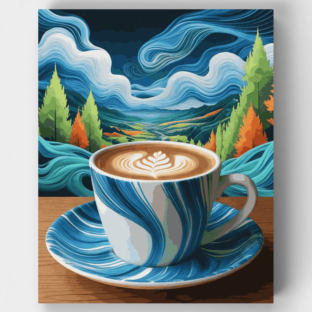 Mountain Coffee Serenity - Paint by Numbers Kit
