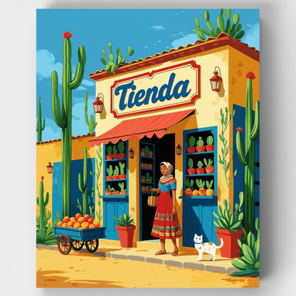 Mexican Village Store - Paint by Numbers Kit